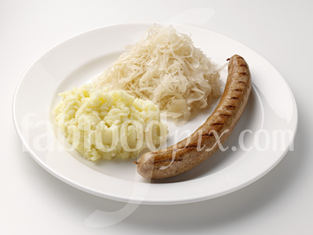 Bratwurst sauerkraut mash photo